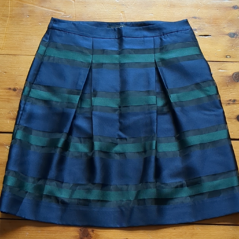Talbots Navy and Green A-Line Skirt Sz 10p